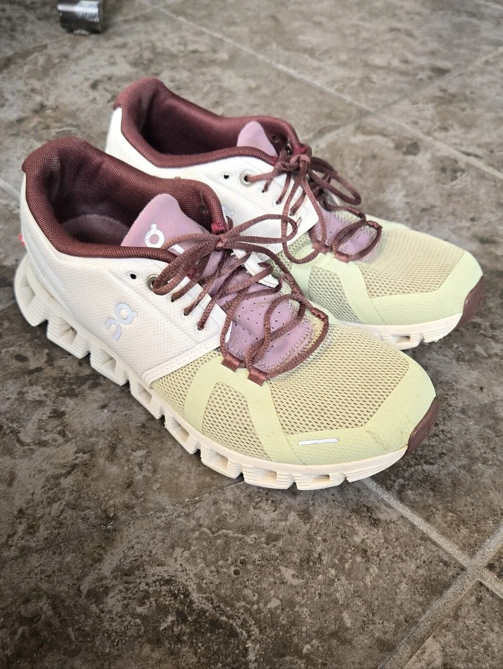 On Cloud 5 Running Shoes Sneakers Ice Haze White Green Plum Size 7.5 - Picture 14 of 14